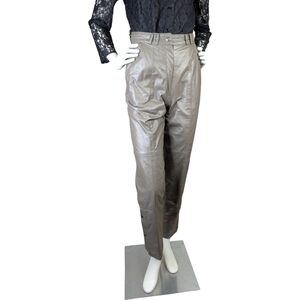 Vintage Leather Pants | High Rise | Snap Hem | Taupe | 25" Waist